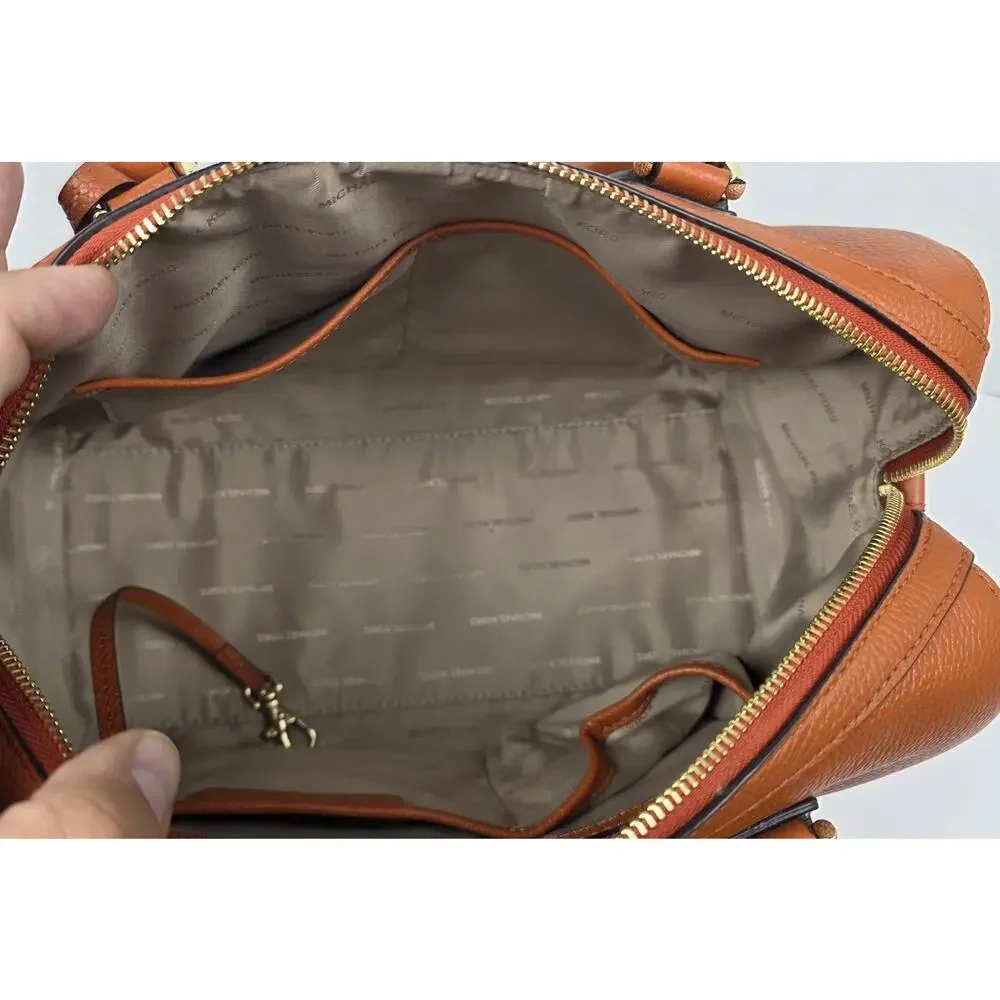 Michael Kors Orange Leather Studio Mercer Medium‎ Satchel Crossbody